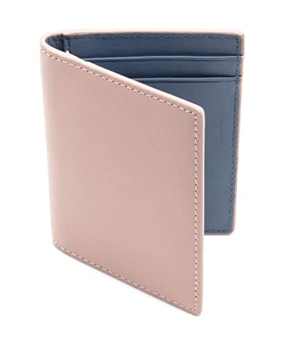 Image of The Tanned Cow- Slim Minimalist Cardholder Wallet for Men Women, Mini Thin Leather Bifold, Compact, Front Pocket Credit Card Holder with RFID Blocking,Gift Box (Napa leather, Rose Quartz /Blue Grey)