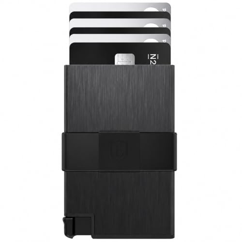 Image of Ekster - Aluminum Cardholder Wallet - Metal Aluminum Wallet for Men - Fits 12 Cards, RFID Blocking Layer, Ultra-Thin, Minimalist, Push Button, Swift Card Access, Expandable, Trackable (Brushed Black)