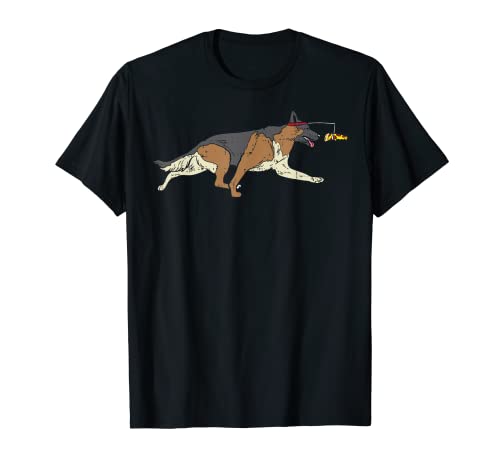 German Shepherd Running Pizza Dog Lover Owner Foodie Gift T-Shirt