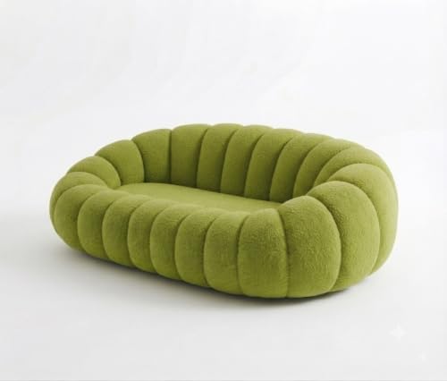 Image of CRAFTCITY 3 Seater Pumpkin Couch /Luxury Modern Upholstered Sofa for Living Room