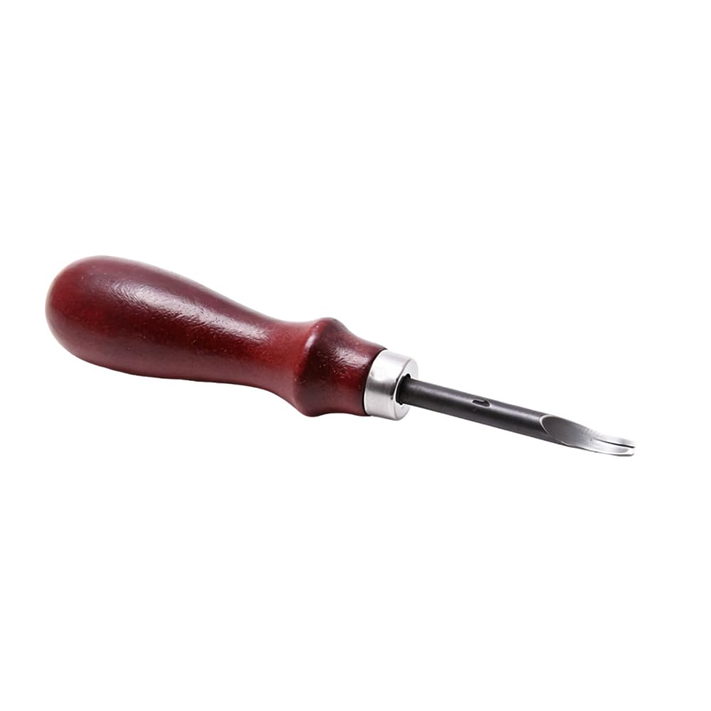 Leather Edge Beveler Tool, Sturdy Carbon Steel DIY Leathercraft Edge Trimming Tool with Red Wooden Handle for Leatherworking DIY Projects