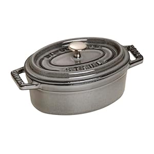 STAUB Cast Iron Oval Mini Cocotte, 11cm, Graphite Grey