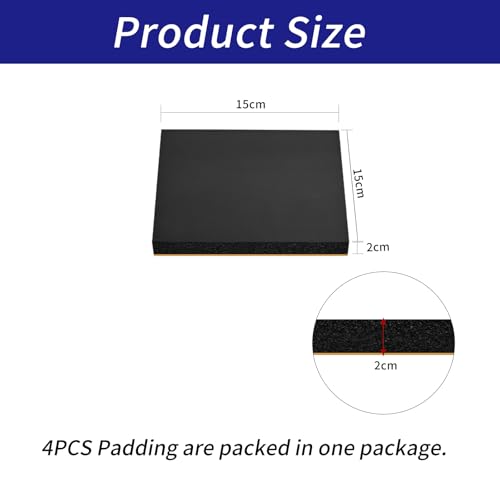 4Pcs Foam Sheets Self Adhesive - 20mm Thick- 150mm x150mm,Floor Protector Pads,Furniture Pads Non-Slip,Thick Closed Cell Foam Neoprene Rubber Sheets Pads Insulation Anti Vibratio