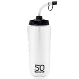 1 Liter Water Bottle with Straw | Hockey Water Bottle with Long Straw | Easy Squeeze Bottles + Built In Finger Grip | BPA-Free Sports Water Bottle for Football, Lacrosse & Boxing | Made in USA