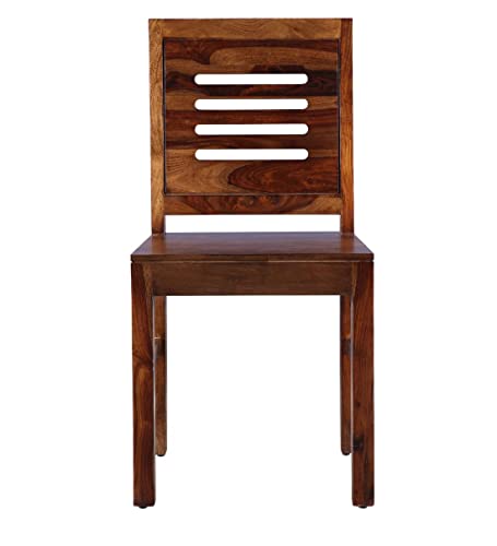 Image of Strata Furniture Solid Sheesham Wood Dining /Balcony Chairs For Home And Office | Teak Finish | Set of 2