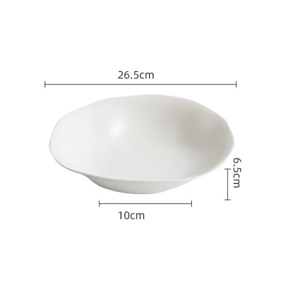 Talerze Obiadowe Kreatywny, nieregularny, biały, gruby talerz ceramiczny - zupa sałatkowa, danie z makaronem(26.5cm)