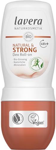 Lavera Deo Roll-on NATURAL & STRONG 48+ h - vegan - Naturkosmetik - Bio-Ginseng & Natürliche Mineralien - ohne Aluminium - Zuverlässig geschützt - 48 Stunden Deo Schutz - 50 ml