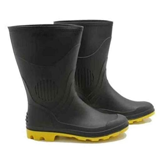 Bota Borracha Pvc Impermeável Galocha De Chuva Solado Amarelo Motoqueiro 41