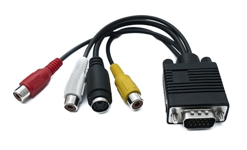 System-S Câble VGA 2 en 1 de 20 cm mâle vers S-Video femelle et RCA 3 RCA composite femelle