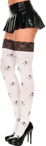 Image of ToBeInStyle Women's Skull Crossbones Skeleton Pirate Symbol Hosiery Tights & Thigh High Stockings
