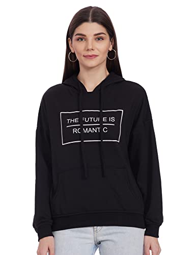 Image of pluss Women Black Solid Hood(LSWFS8642-BLACK)
