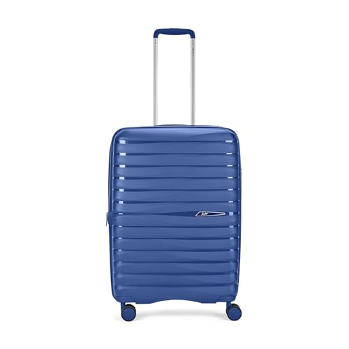Image of Skybags Polypropylene Float Max Check-in Trolley Bag - Medium, 66cms | Premium Hard-Sided Luggage for Travel with Smooth 8 Wheels Double Spinner & Flushed TSA Lock - Blue