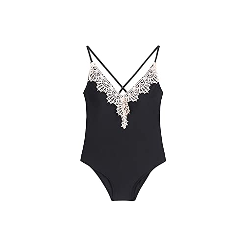 Maillot de bain bikini une pièce noir dentelle grande taille effet amincissant