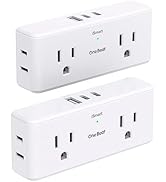 2 Pack Multi Plug Outlet Splitter, Electrical Multiple Outlet Extender with 4 Outlets 3 USB Ports...