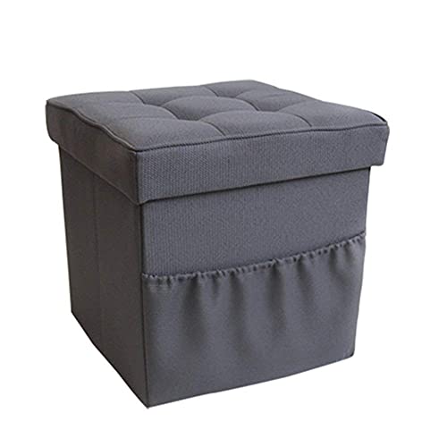 Pouf de rangement cube en lin gris au design épuré