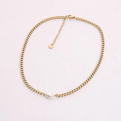 Collier perle d'eau douce et chaîne Miami or 18K, le cadeau créatif idéal