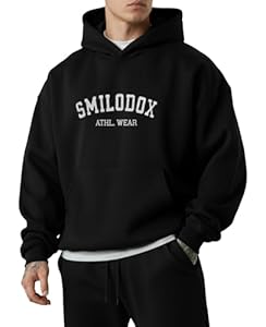 SMILODOX Hoodie Herren Kayson, Oversize Kapuzenpullover mit Frontprint, große Kapuze Sweatshirt, Kängurutasche, weicher Stoff, Warmer Pulli ideal für für Streetstyle, Alltag und Freizeit