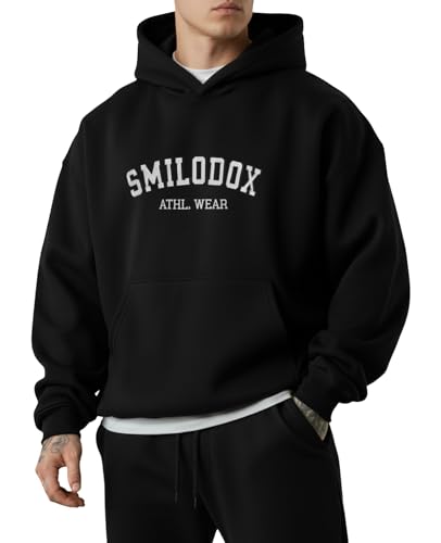 SMILODOX Hoodie Herren Kayson, Oversize Kapuzenpullover mit Frontprint, große Kapuze Sweatshirt, Käâ€¦ – Miniatur