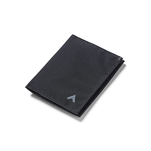 Image of Allett Hybrid Card Wallet, Jet Black | Nylon, RFID Blocking, Vertical Layout | Minimalist, Bifold, Card Holder, Water Resistant, Thin, Front Pocket | Holds 3-10+ Cards, Cash