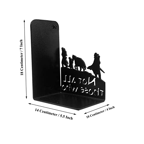 HeavenlyKraft Decorative bookends for Shelves, Heavy Metal Bookends, Unique Bookends, Non Skid Book Ends, Book Stopper for Home/Office Decor/Shelves, 7 X 5.51 X 4 in/Piece (with Quote on Product)