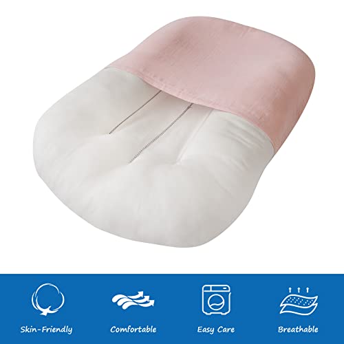 Muslin-Baby-Lounger-Cover-2-Pack-Compatible-with-Snuggle-Me-Infant-Padded-Loungers-Newborn-Organic-Cotton-Bamboo-Removable-Slipcover-Babynest-Cover-for-Boys-Girls-Grey-Pink