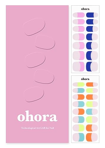 Image of ohora Semi Cured Gel Nail Strips (N Rainbow French) - Nude, French, Works with UV /LED Lamps, Salon-Quality, Long Lasting, Easy to Apply & Remove - Includes 2 Prep Pads, Nail File & Wooden Stick