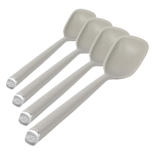 Image of Calphalon Edge Silicone Spoon, Silicone Cooking with Reinforced Core, Flexible Heat-Resistant Nonstick-Safe Kitchen for Stirring, Mixing & Serving, Taupe, Cooking Spoon (Pack of 4)