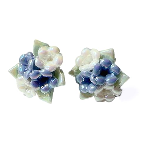 RGYBAO Pendientes de porcelana con forma de rosa vintage de cerámica, accesorios hechos a mano, joyería de fiesta para mujer, 1.6cmx1.6cm, cerámica, Sin piedra preciosa