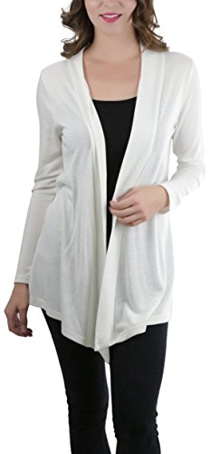 Image of ToBeInStyle Womens Open Front Long Sleeve Lightweight Asymmetrical Draped Cardigan with Side Pockets