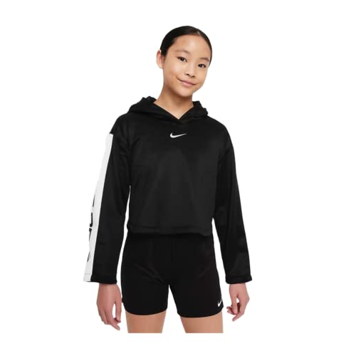 Nike Pro Girls Therma Training Hoodie Short Length Medium Black/White