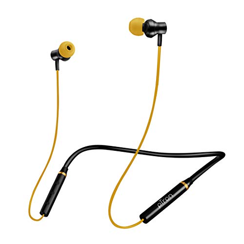 Image of pTron Tangentbeat in-Ear Wireless Headphones w /HD Mic, Deep Bass, 10mm Drivers, Clear Calls, BT5.0, Dual Device Pairing, Fast Charging, Magnetic Buds, Voice Assistant & IPX4 Neckband (Black /Yellow)