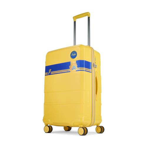 Image of Skybags Whistle Podu Check-in Trolley Bag 68cm | Medium | Hard Luggage | Official CSK Edition 8-Wheel Suitcase | TSA Lock with Anti-Theft Zipper | Polycarbonate | 3 Years Warranty - Unisex (Yellow)