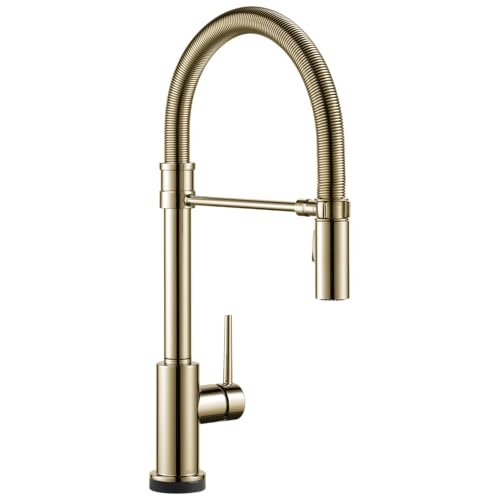 Image of Delta Trinsic Pro Touchless Kitchen Faucet with Touch Technology, Pro Style Commercial Kitchen Faucet with Pull Down Sprayer, Polished Nickel 9659TL-PN-DST