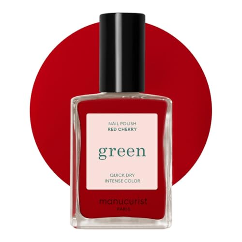 Manucurist - Green Esmalte de Uñas Red Cherry - Pintauñas Rojo Cereza - Clásico 9-Free - Esmalte sin Toxicos - Vegano y Orgánico (83%) - Manicura Profesional - 15 ml