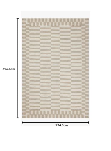 Image of Modern (High Low Pile) Pattern Wool Carpet with Loop Texture Yarn Anti Shedding Carpet Size 9x13 Feet B0 Beige Ivory Color
