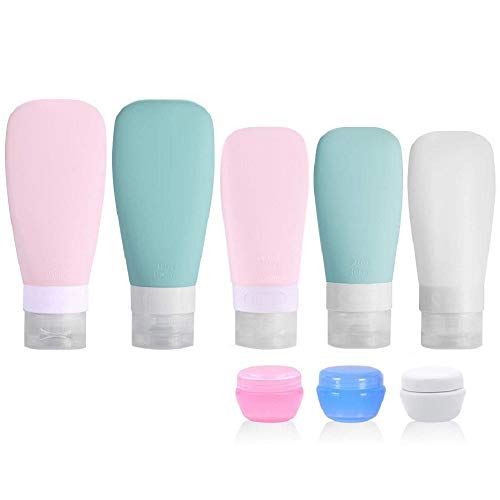 Silicone Travel Bottles, Vonpri Leak Proof Squeezable Refillable Travel Accessories Toiletries Containers Travel Size Cosmetic Tube for Shampoo Lotion Soap Liquids (5pack)