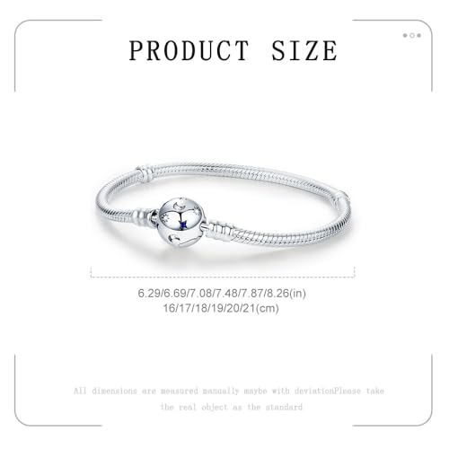 KEQ 925 Sterling Silver Charm Bracelet for Pandora Charms Snake Chain Bracelet Fit Any Charm Gift for Women3