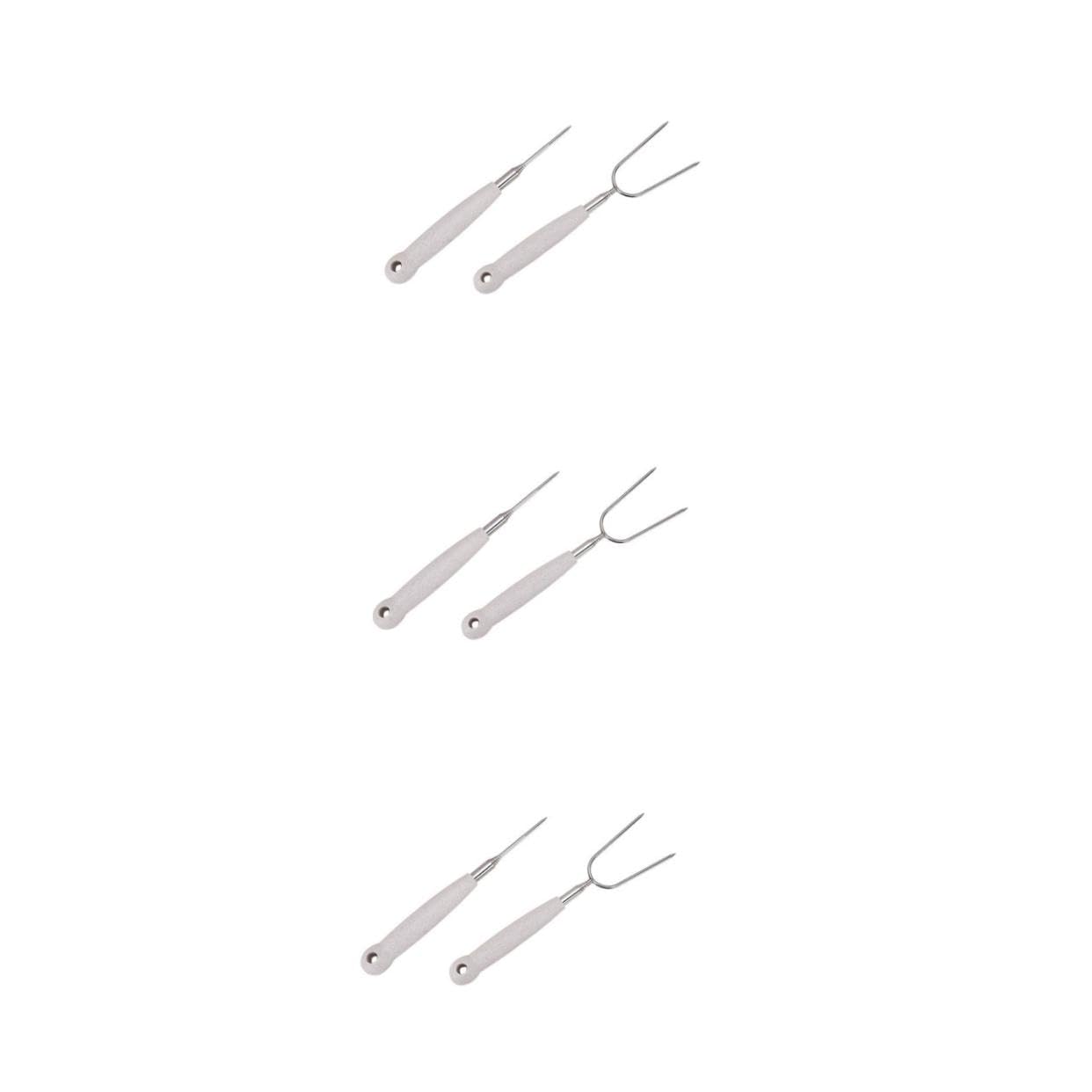 Yardwe 3 Set Forchette Da Barbecue Inossidabile Per Grigliatper Carne Verdure E Mores Accessori Portatili Per Bbq 2 Pezzi*3
