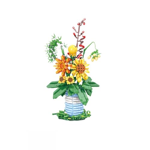 Qobvoeh ビルディングブロックブーケシリーズ ブーケビルディングブロックセット - DIY装飾ホームビルディングブロックおもちゃ 1001ピース 誕生日 クリスマス 感謝祭 バレンタインデー 女の子 大人へのギフト (積み木フラワー/876個)