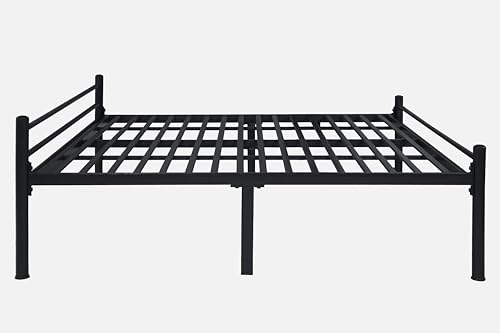 Image of Nivo Metal King Size Bed Without Storage | Wrought Iron Double Bed with Headboard & Footboard | Sturdy Powder Coated Platform Bed King Size Cot for BedroomLivingRoom Black (75x72)