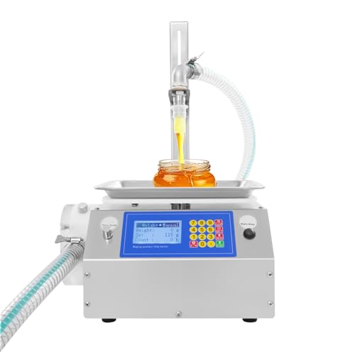 Hanmorfarbi Automatic Honey Filling Machine, High Viscosity Liquid Canning Machine for Chocolate Sauce, Edible Oil Etc. 10g-10kg Filling Weight, LCD Display