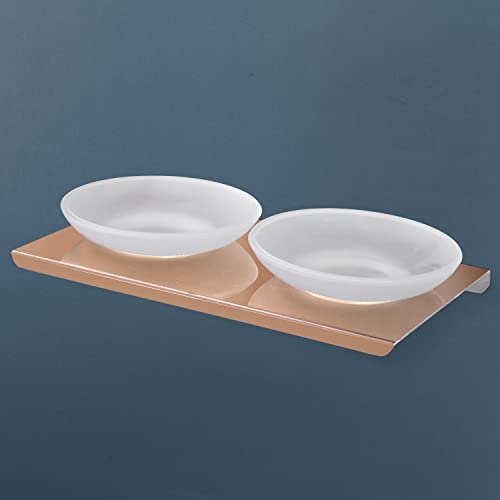 Image of Primax Stainless Steel Double Soap Dish /Holder /Stand /Tray for Bathroom and Kitchen Bathroom Accessories - Wall Mount (Rose Gold-Chrome)