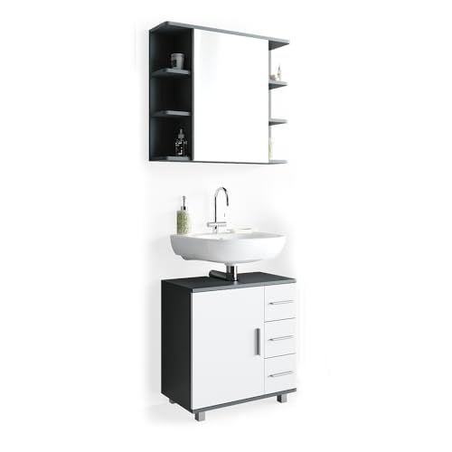 Vicco set mobili bagno Ilias, Antracite/Bianco, 2