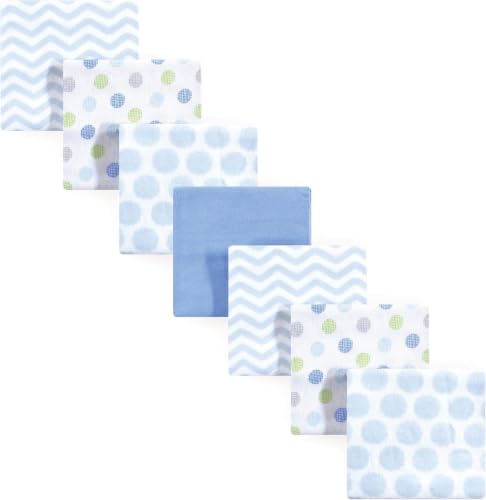 Image of Luvable Friends Unisex Baby Cotton Flannel Receiving Blankets, Blue Dots 84-Pack, One Size