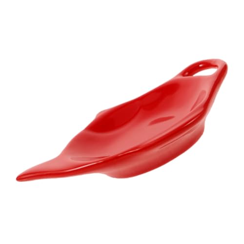 FONDOTIN Portabustine Tè in Ceramica Forma di Teiera Rossa Vassoio Resistente e Facile da Pulire Poggiamestolo Elegante per Tè Pomeridiano e Feste Accessorio Raffinato