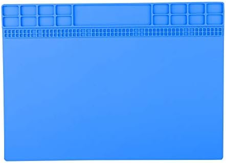 Zerone 350MM x 250MM Large Soldering Mat Anti-Static Silicone Pad 500℃ Heat Insulation Work Station Pad for BGA Soldering Iron Electronics PC (Dark Blue)