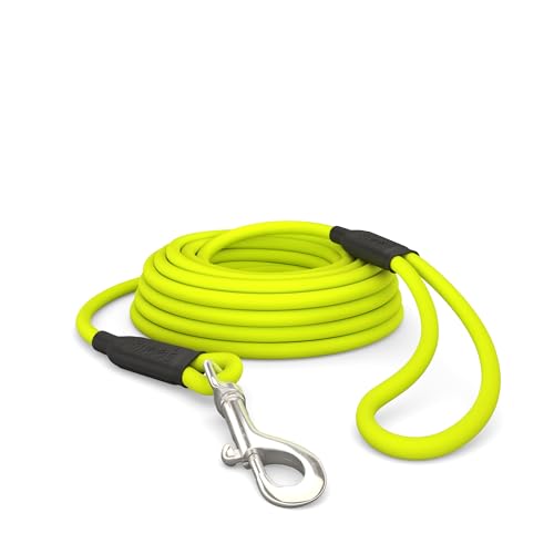 5m Schleppleine Hunde, Wasserfeste Hundeleine Rundleine mit Handschlaufe, Robuste Freilauf-Trainingsleine Neon-Gelb, bis 35kg