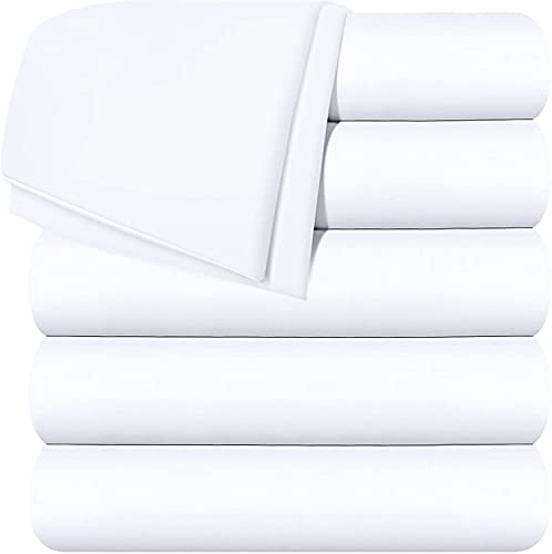 Image of Flat Sheets - Pack of 6 Soft Brushed Microfiber Fabric Shrinkage & Fade Resistant Top Sheet Easy Care (Double 90x100 inch White)