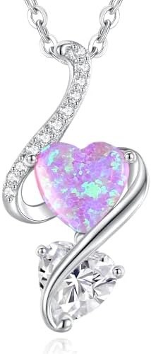 LOUISA SECRET Opal Halskette Unendlichkeits-Doppelherz Halskette 925 Silber | 925 Sterling Silber Kette Damen Brithday Schmuck Geschenk Valentinstag Weihnachtstag Geschenk für Sie