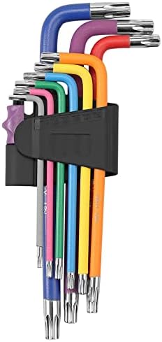GETLITOOL Torx Key Set, 9 PCS Star Allen Key Set, Cr-V Allen Wrench Set Hex Key Set with Colour Coded, Sizes T10-T50 for Bicycle Repair, Furniture Assembly, Appliance Repair